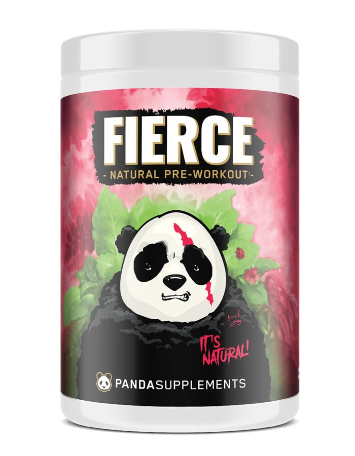 Underground Bio Labs Panda Supps Fierce: Natural Pre-Workout with Zero Artificial Ingredients and 300mg Naturally Sourced Caffeine for Clean Energy and Focus (30 Servings)(Panda's Blood)