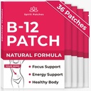 B12 Patch (Kemasan 36) - 100% Patch Vitamin Natural untuk Perempuan, Energi, Fokus & Tubuh, Patch Adhesive-Adsparent - Enhanced Formula