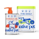 Native Pet Pack Leaders Bundle - Daily Multivitamin (60 Scoops) & Omega Oil for Dogs (8 Oz.) - Omega 3 Fish Oil for Healthy Skin, Shiny Coat, & Strong Joints & Daily Multivitamin for Dogs