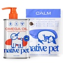 Native Pet Omega Oil for Dogs - Fish Oil Supplements & Calming Chews | Dogs Anxiety Relief Treats & Relaxants | 8 Oz. & 60 Chews