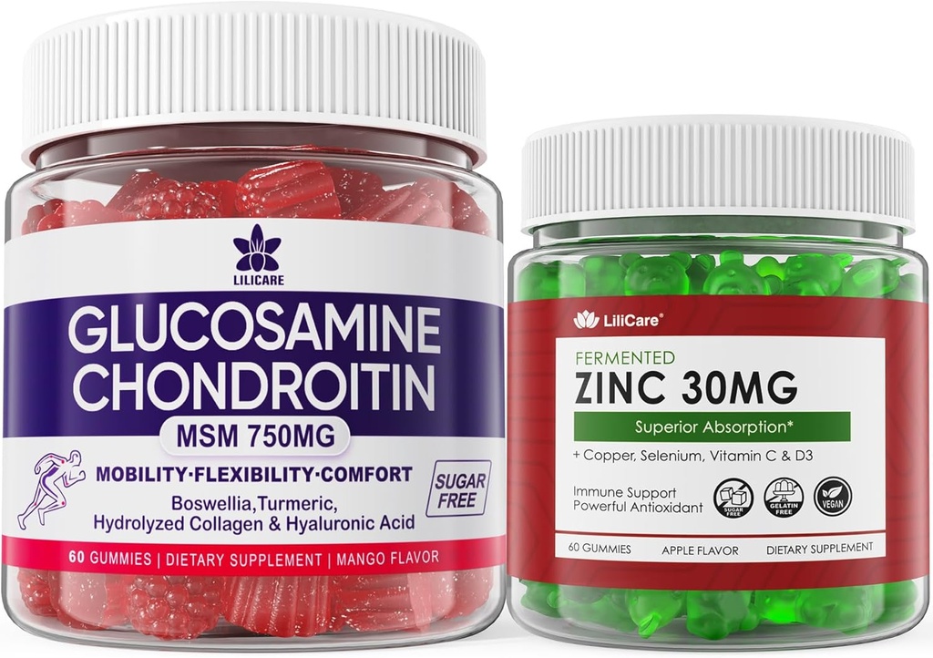 Sugar Pulsuz oksigen Gummies 2 Pack + Glucosamin Chondroitin Gummies 2 Pack