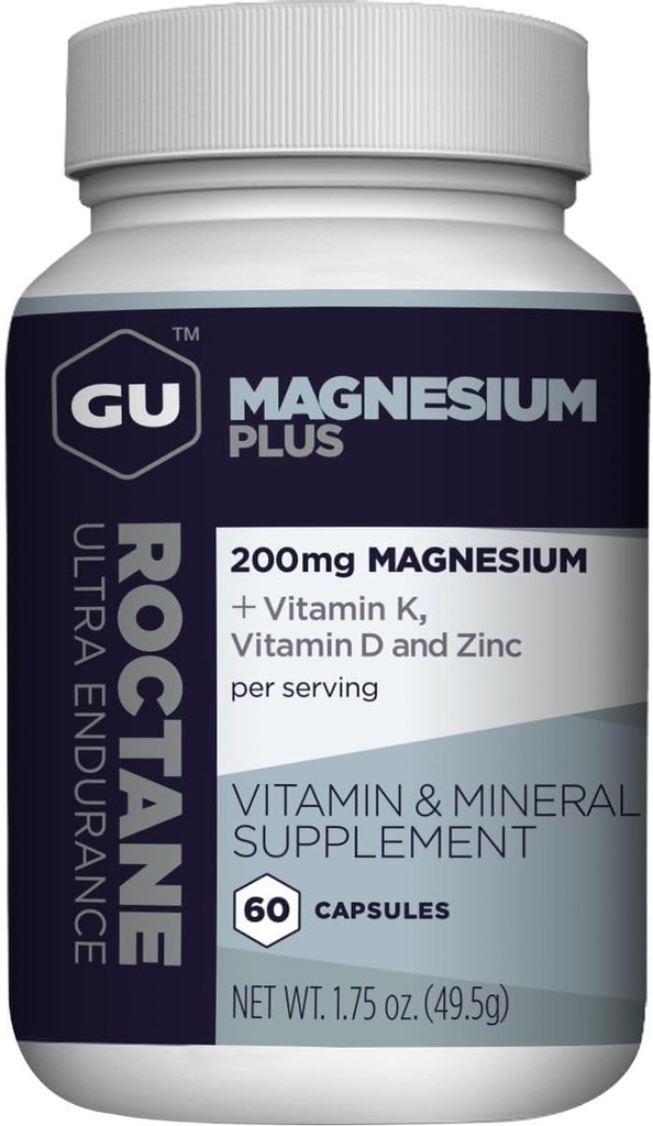 GU Energy Roctane Magnesium Plus Kapseln mit Vitamin K, D und Zink, Informierte Wahl, Erholungsunterstützung nach jedem Training, 60-Count Bottle (1-Monat-Versorgung)