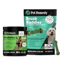 Pet Honesty Dog Wellness Virtual Bundle – Probiotics Supplement (Pumpkin, 90 Ct) + Brush Buddies Dental Sticks for Extra Small Dogs (40 Ct) – Digestive & Dental Support