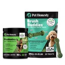 Pet Honesty Dog Wellness Virtual Bundle – Probiotics Supplement (Pumpkin, 90 Ct) + Brush Buddies Dental Sticks for Small Dogs (25 Ct) – Digestive & Dental Support