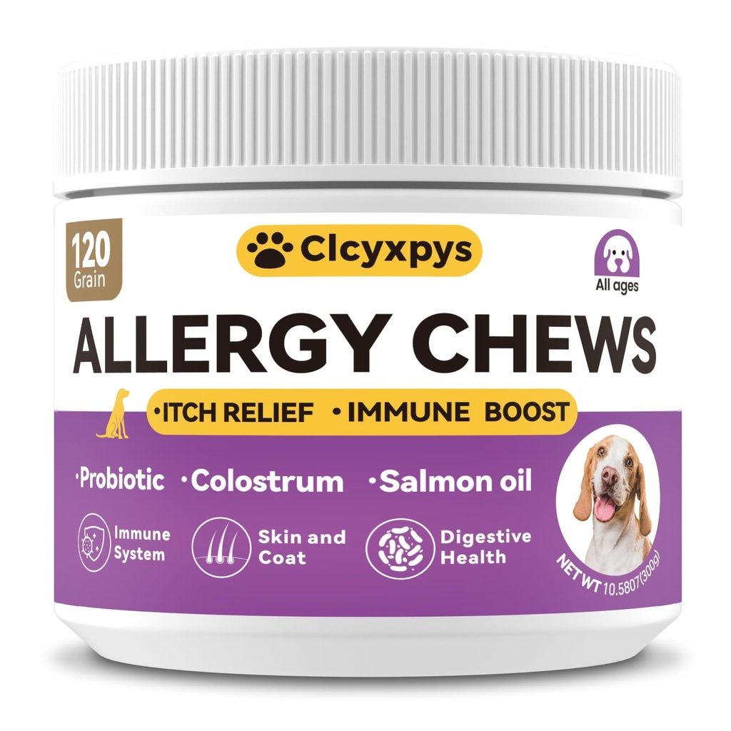 Probiotics for Dogs - Allergy Relief Chews Tablets for Dogs, Supporting Intestinal Health, Immunity - Relieving Itchy, Allergies, Licking Paws, Salmon Oil, Dry Skin and Hair Supplements-120ct