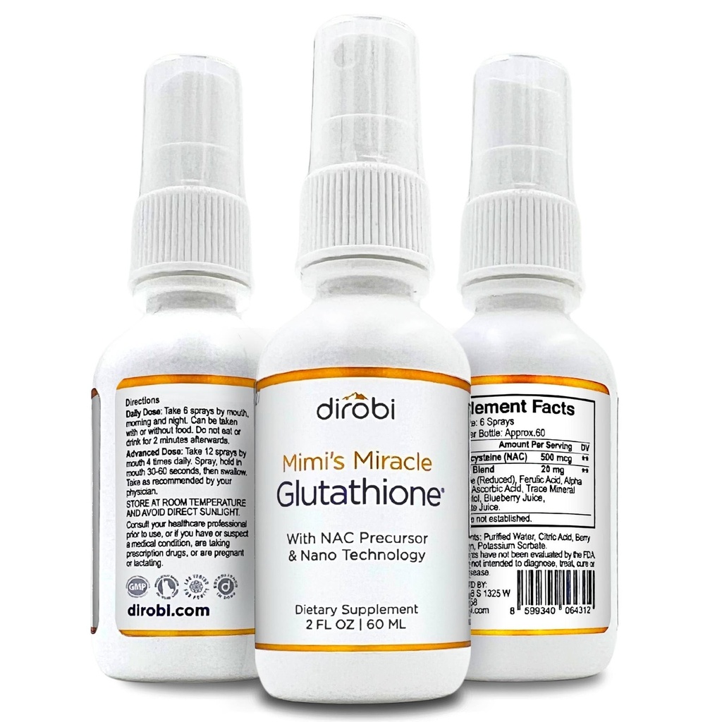 Mimi's Miracle Glutathione Spray, Sublingual Antioxidant, Reduced Glutathione Supplement with Ascorbic Acid, Blueberry & Pomegranate Extracts, Spray Dosage for Adults & Kids, 4 Ounces