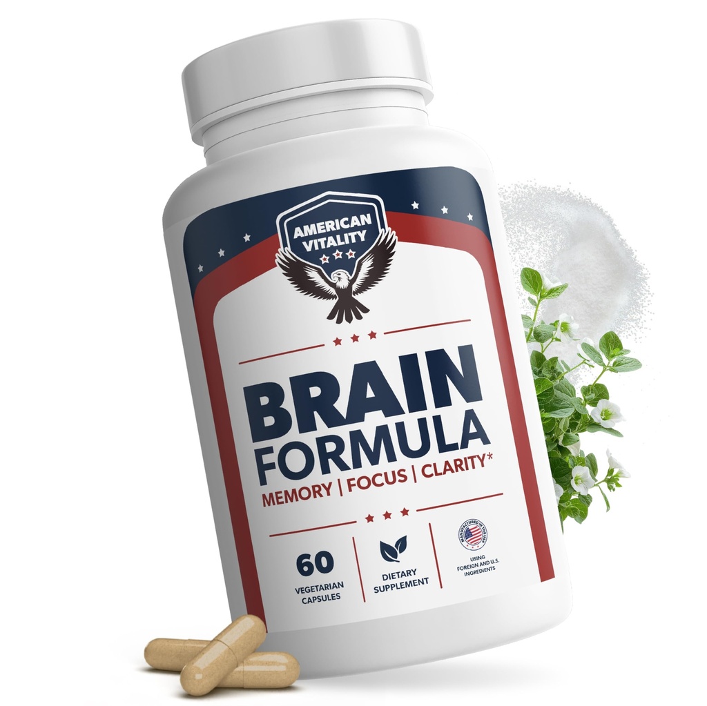 Brain Formula – with Niacin, Vitamin B6 & GABA – Provides Nutritional Support for Brain Health & Mental Performance* – 60 Capsules