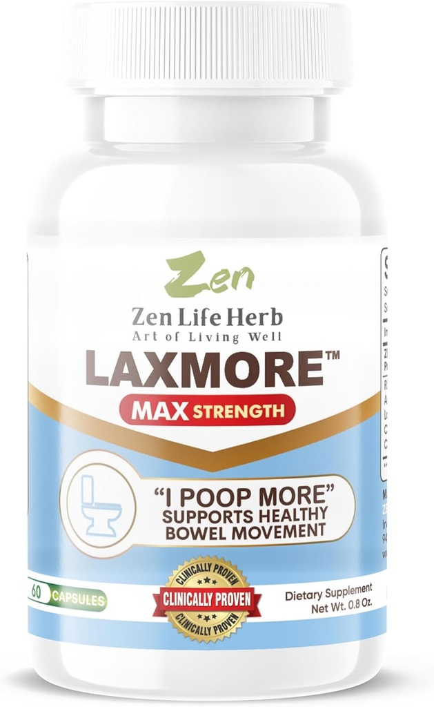ZEN LIFE HERB LAXMORE I Poop More Max Strength 100% Natural Plant-Based Supplement (60 Capsules)