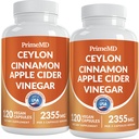 5-in-1 Ceylon Cinnamon Capsules 2355mg - Apple Cider Vinegar Capsules with Turmeric, Panax Ginseng & Bioperine - Cinnamon Supplements for Women & Men - Non-GMO, Vegan, Gluten-Free (120 Ct) (2-Pack)