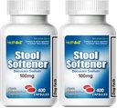 HealthA2Z® Stool Softener | Docusate Sodium 100mg | Red Capsules | Dependable | Gentle Constipation Relief (400 Counts (Pack of 2))