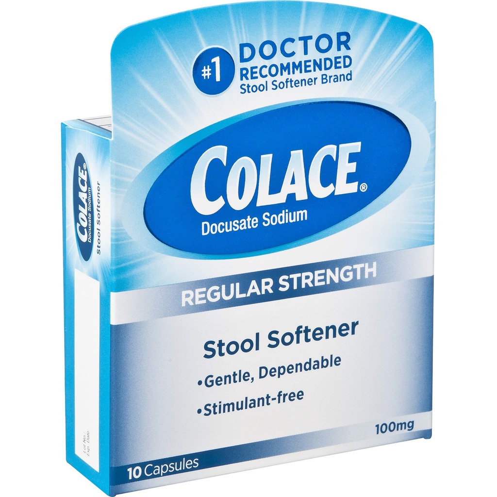 Colace Docusate Sodium Stool Softner, 100 mg Capsules, 10 Count