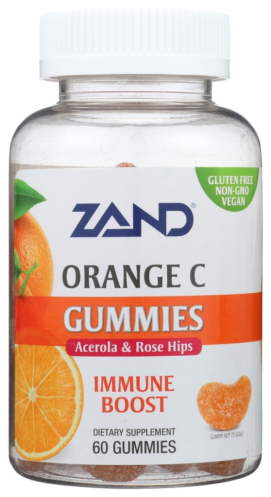 ZAND Orange C Gummies Immune Support for Adults & Kids with Vitamin C, Acerola & Rose Hips 60ct, 30 Serv. (8404327)