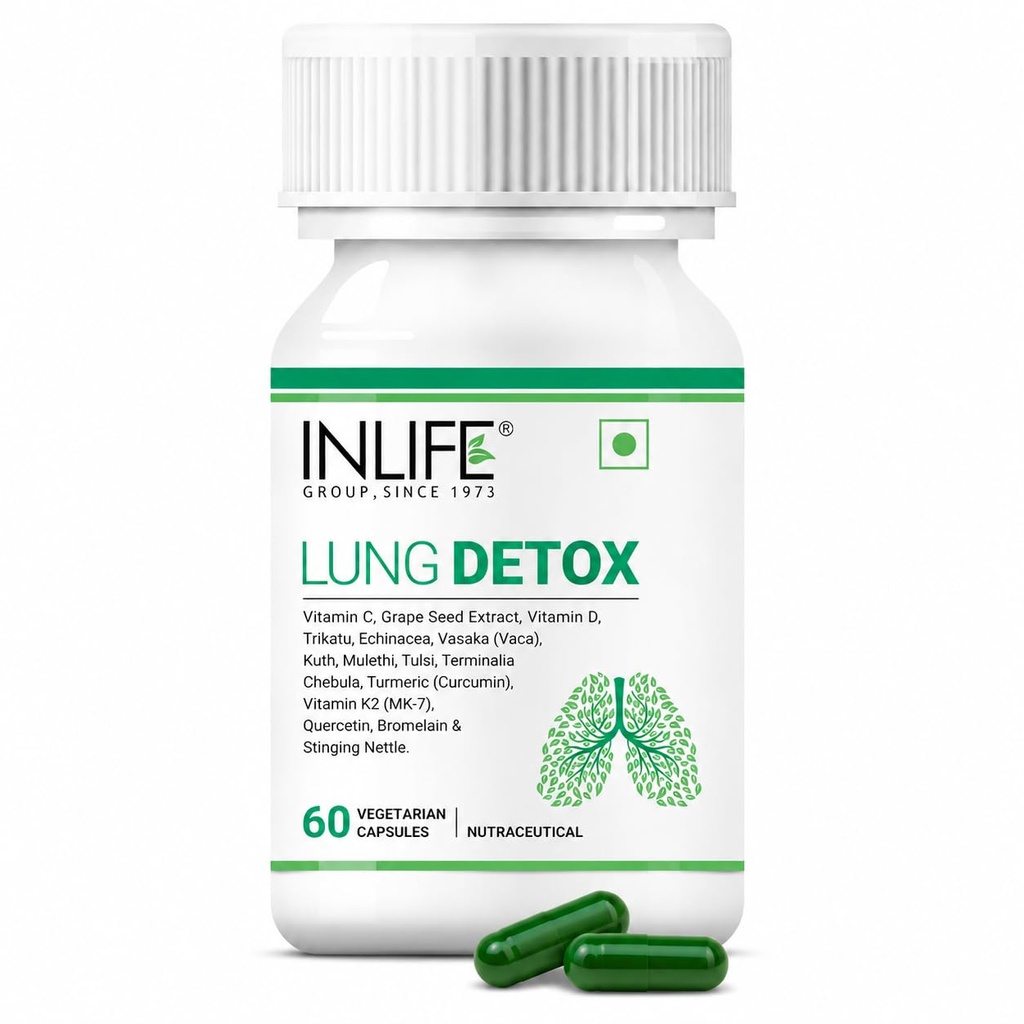 INLIFE Lung Detox Supplement, Nettle Quercetin Bromelain, 60 Veg Caps