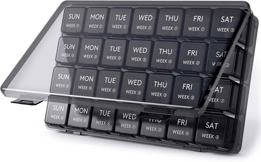 Lifewit Aylıq Pill Organizer, 28 Gün Pill Box, 4 Haftalar Bir Aylıq Pill Cases, Vitaminlər üçün böyük müsabiqələri Dövlətlər, Balıq Yağları, Təhsillər
