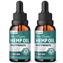 Hemp Oil Organic Extract - Maximum Strength 100% Natural Drops 2 Pack