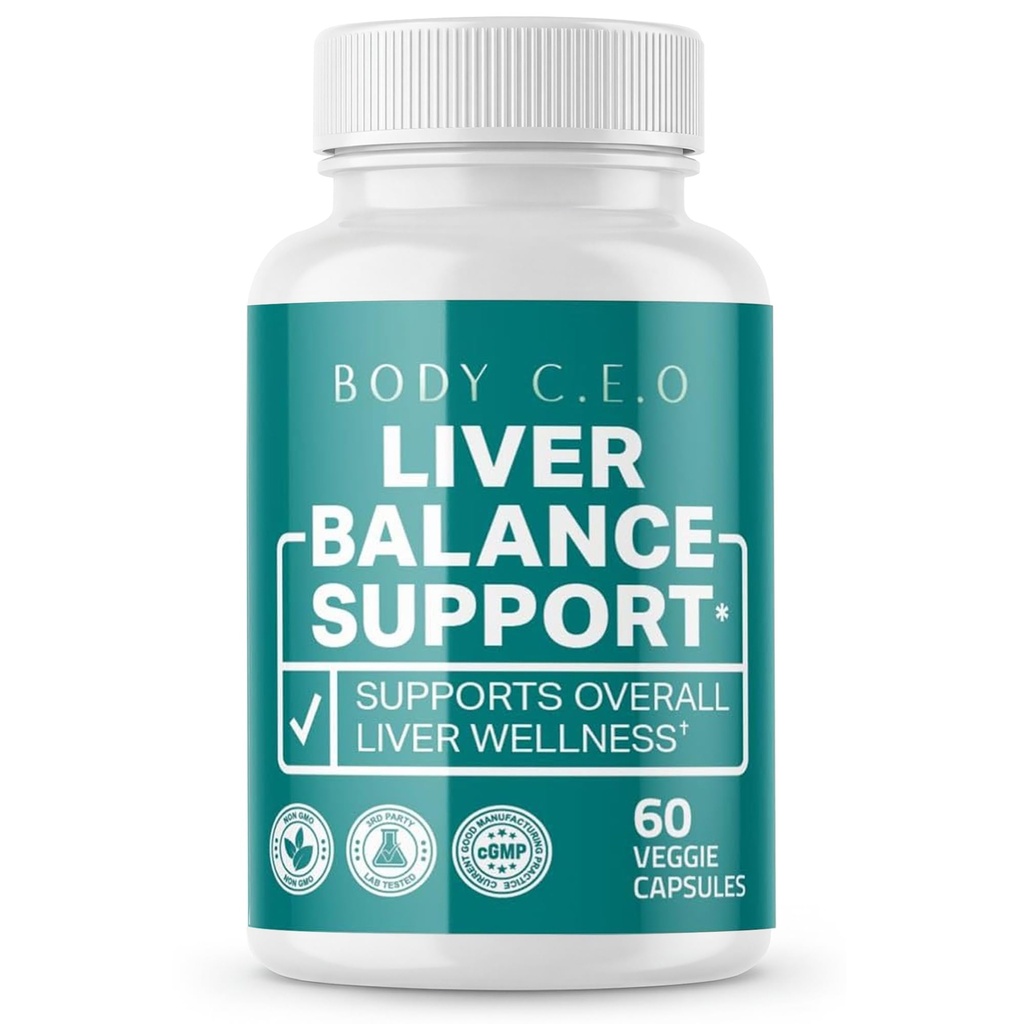 Body C.E.O. Liver Health Support - Milk Thistle, Turmeric & Artichoke Extract - Detox, Bloat Relief & Clean Energy for Metabolism, Digestion & Liver Function - 60 Veggie Capsules