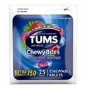 TUMS Chewy Bites Chewable Antacid Tablets for Heartburn Relief, Assorted Berries, 25 Count, 2 Count