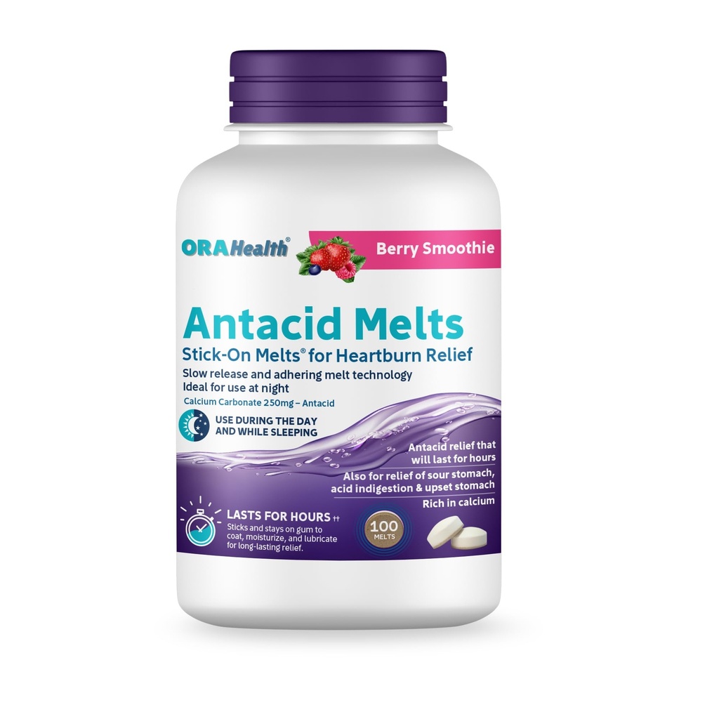 Orahealth® Stick-On Antacid Melts for Daytime and Nighttime Heartburn Relief, Proactive, Long-Lasting Acid Reflux Relief and Antacid Day & Night So You Stay Asleep, 100 Count