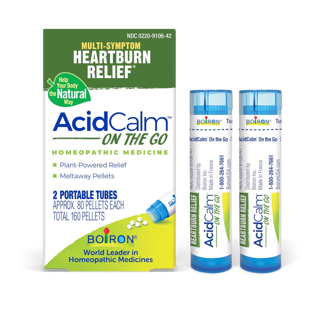Boiron AcidCalm On The Go for Acid Reflux, Heartburn, Indigestion, Bloating, and Upset Stomach - 2 Count (160 Pellets)