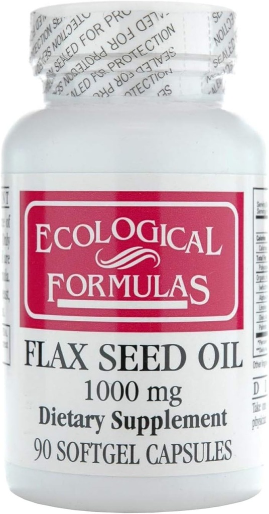 Ecological Formulas Organic Flax Seed Oil 1000 Mg, White, 90 Count