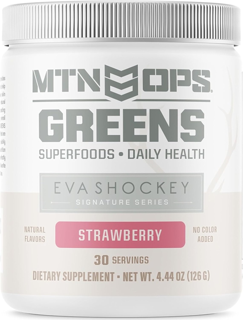 MTN OPS Eva Shockey 서명 시리즈 최고 녹색 유기 최고 음식 분말, 딸기, 30의 서빙, 딸기, 4.4 Ounce