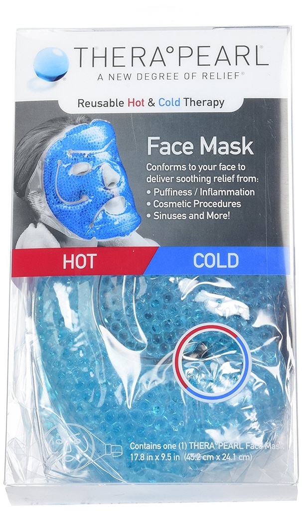 THERA°PEARL Face Mask, Reusable Hot Cold Ice Therapy Mask with Gel Beads, Flexible Cold Eye Mask for Acne, Swollen Face, Puffy Eyes, Relaxation, and Stress Relief