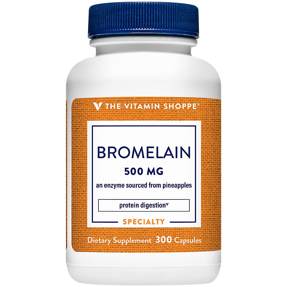 The Vitamin Shoppe Bromelain 500mg 600 GDU - Protein Digestion & Absorption | Pineapple Enzyme | 300 Capsules | Digestive Support