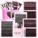YIDUO 4 Styles Lash Clusters Kit 60D+80D+100D+150D Volume Clusters Lashes Extensions Kit with 2 X Bond and Seal 10-18mm Wispy D Curvature Full Individual Eyelash Extensions Kit DIY at Home Easily