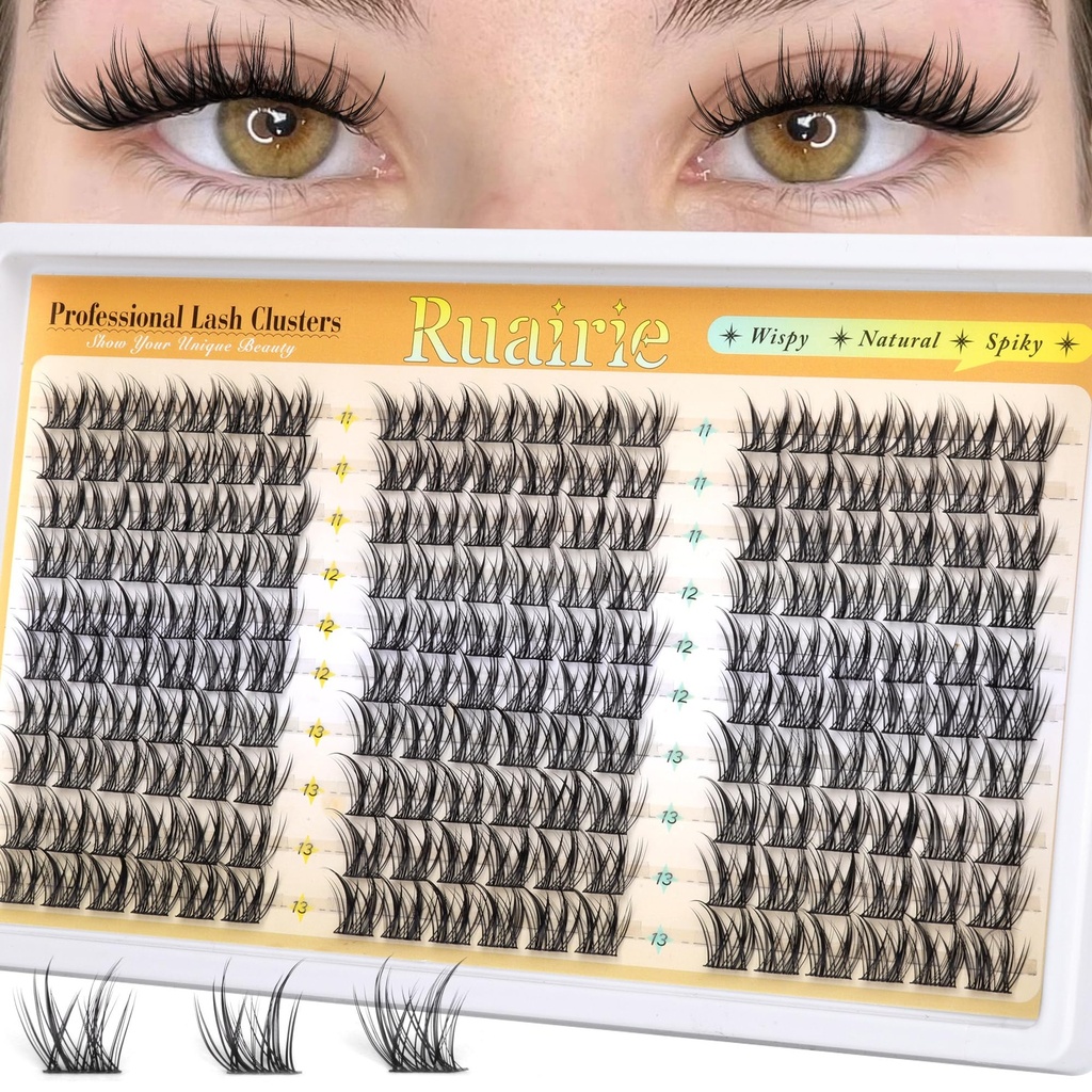 Manga Lash Clusters Wispy Eyelash Clusters Natural 180pcs Individual Lashes Spiky Lashes Clusters C Curly Cluster Eyelash Extensions 11-13mm DIY at Home Eyelashes Clusters by Ruairie