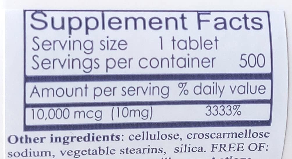 Biotina sănătoasă 10.000 mcg (500 comprimate) pentru creşterea părului, piele, unghii puternice, biotină 10mg