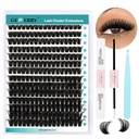 GEMERRY DIY Lash Extension Kit for Beginners 280 PCS Individual Lash Clusters Kit 0.07D 10-18 MIX Eyelash Extension Kit Lash Glue for Eyelash Extensions(80D-0.07D,10-18MIX-KIT)