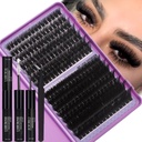 Lash Clusters Kit 100D+200D Thick Volume Eyelash Clusters Kit 12-22mm Long Cluster Lashes Eyelash Extensions Kit Individual Clusters Lashes Kit DIY at Home D Curly Lash Extension by FOINEMYED