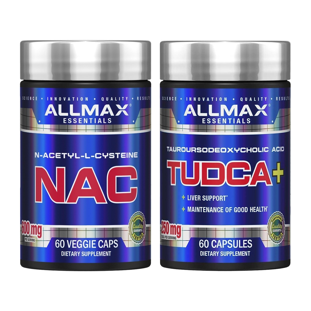 ALLMAX NAC + TUDCA+ Liver Support Stack – Antioxidant & Detox Support Supplement for Liver Health – 60 NAC + 60 TUDCA+ Capsules