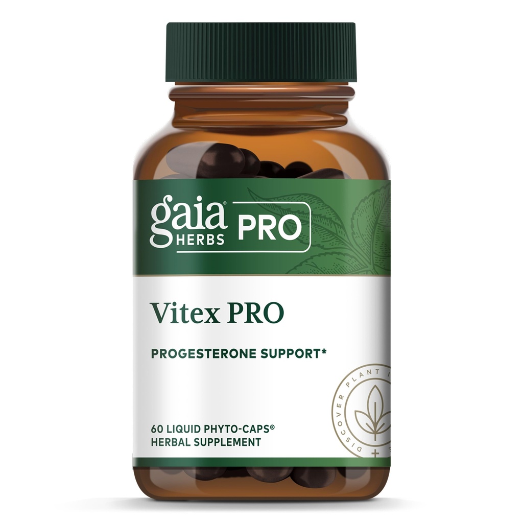 Gaia Herbs Pro Vitex PRO- Supplement Supports Normal Menstrual Cycle & Healthy Menopause* - Progesterone Support Supplement* with Organic Chaste Tree Berry Extract - 60 Liquid Phyto-Caps (30 Servings)