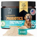 Dog Probiotics and Enzymes for Digestive Health, Gut Support, Gas & Seasonal Allergies – All Natural, Powerful Vet-Recommended Multi Strain Probiotics for Dogs – 60 Scoops
