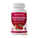 Vitamatic Cranberry 500 mg 100:1 Extract (2 Capsules) with Vitamin C & E – 120 Veg Capsules – Urinary Tract & Bladder Support Supplement – Non-GMO, Gluten Free, Made in USA