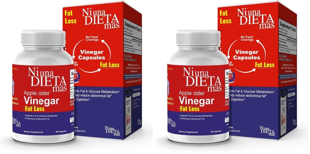 Ni una dieta más Reduce Abdominal Fat - Apple Cider Vinegar Capsules - Best for Weight Loss (Pack of 2)