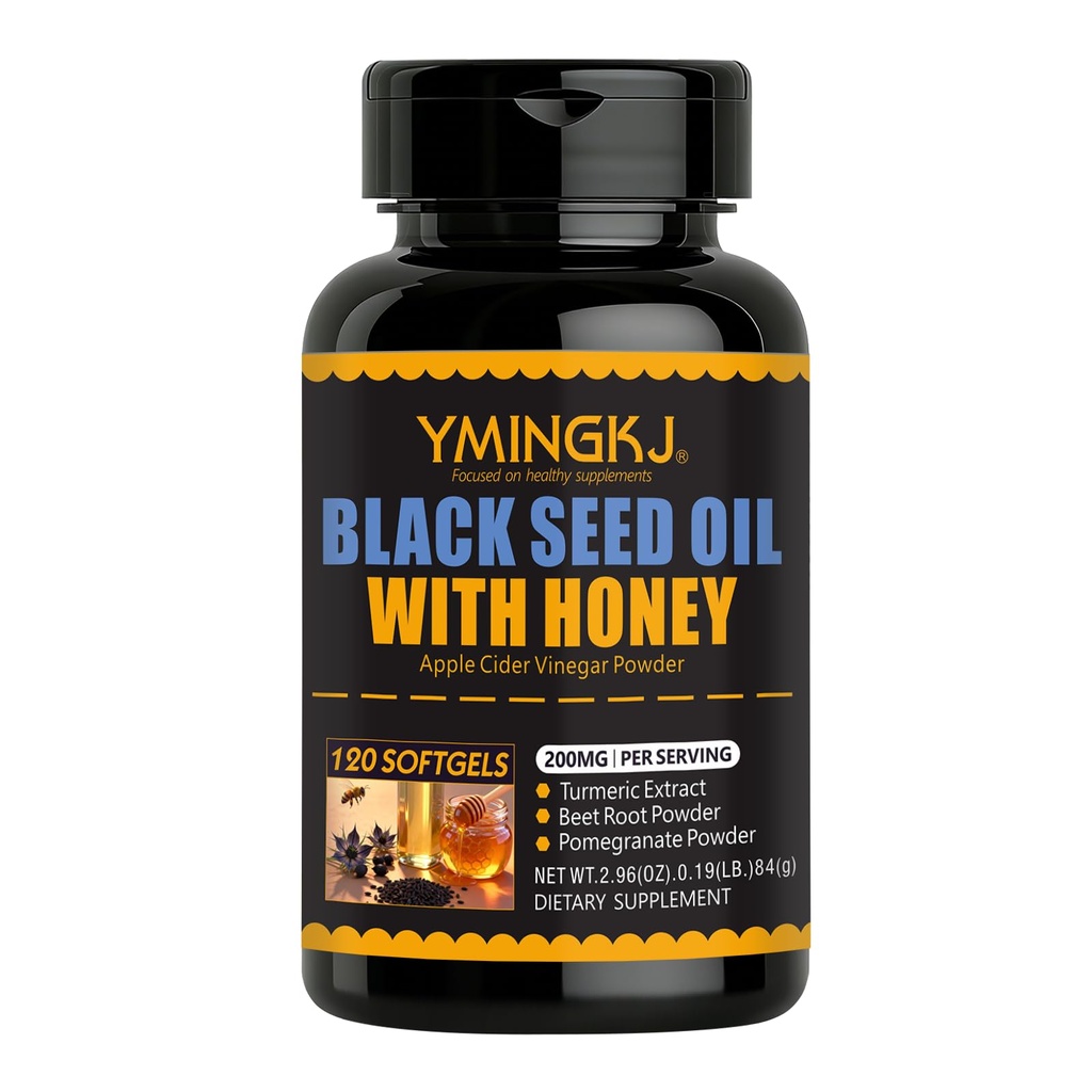 Black Cumin Seed Oil Softgel with Apple Cider Vinegar, Honey, Turmeric & Beet Root – 3000mg Blend for Immune & Metabolism Support, 120 Softgels – Supports Overall Wellness & Antioxidant Health