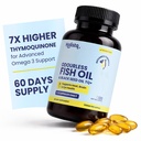 Odorless Fish Oil & Black Seed Oil Organic Cold Pressed Capsules with 5% Thymoquinone, Nigella Sativa Black Seed Extract and Omega 3 6 9 for Daily Immune Support, Non-GMO 120 Softgels
