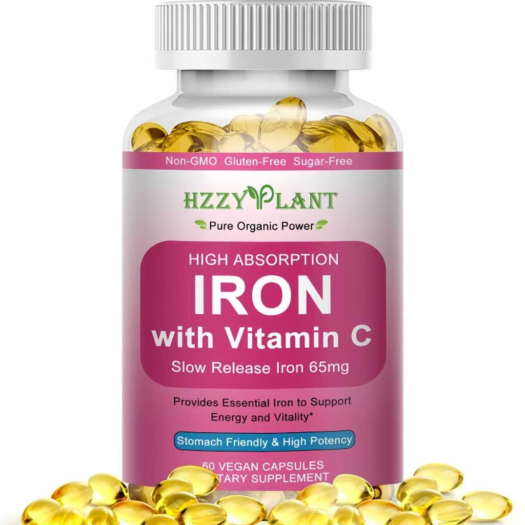 Iron Supplement for Women - High Absorption Iron Supplement with Vitamins C for Iron Level & Energy Support - Stomach Friendly Iron Softgels - Vegan | Non-GMO | Gluten Free | 60 Days Supply
