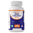 Vitamatic Chelated Iron 36 mg (from Ferrochel® Ferrous Bisglycinate Chelate) – Non-Constipating - 120 Veg Capsules - Non GMO, Gluten Free, Made in USA