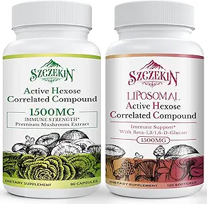 Active Hexose Correlated Compound 1500 mg Supplement 90 Capsules Bundle with 1500mg Liposomal Active Hexose Correlated Supplement 120 SoftGels