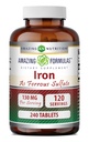 Amazing Formulas Iron as Ferrous Sulfate Supplement | 130 Mg per Serving | 240 Tablets | Non-GMO | Gluten-Free | Made in USA