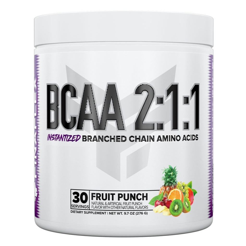 FINAFLEX PURE BCAA 2:1:1, Fruit Punch - 9.7 oz - Promotes Strength, Recovery & Performance - With 2:1:1 Ratio of Leucine, Isoleucine & Valine + Vitamin C - 30 Servings