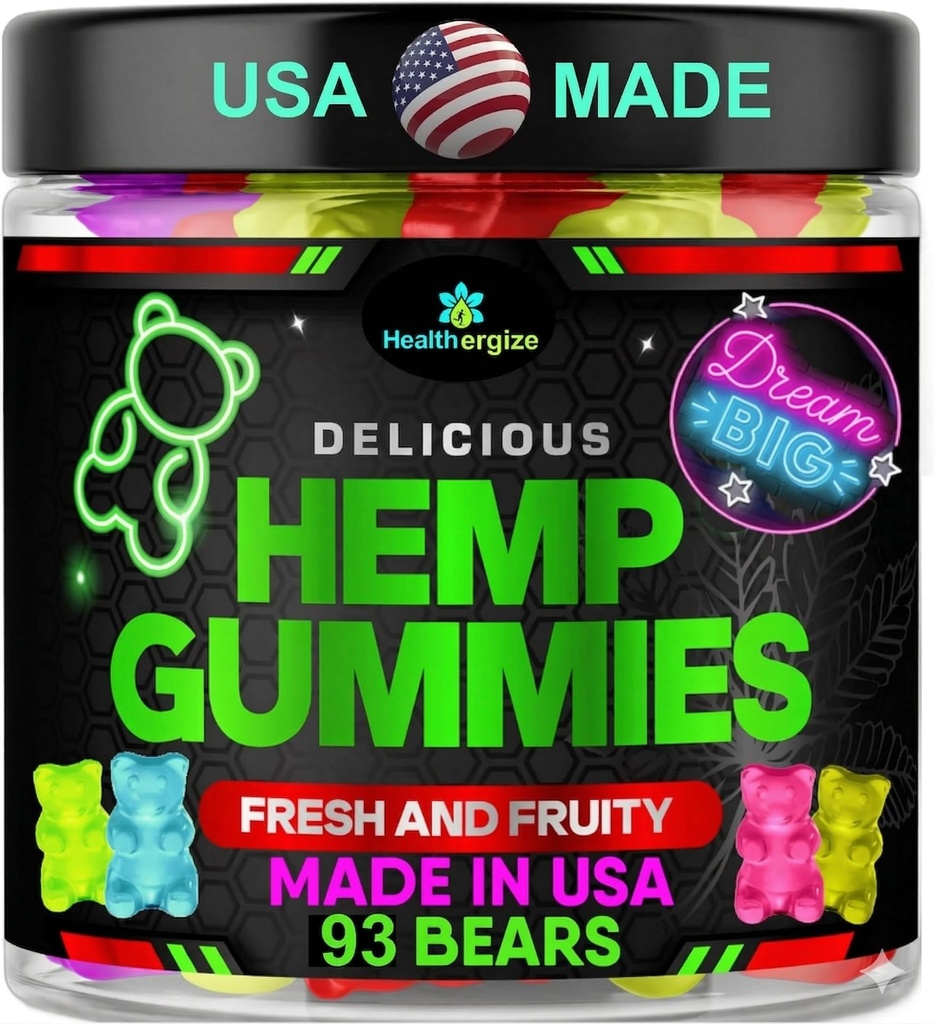 Hemp Gummies for Deep Sleep-Calm and Peace- Hemp Oil Gummy Bear Candy Edibles-Made in USA 93 Count