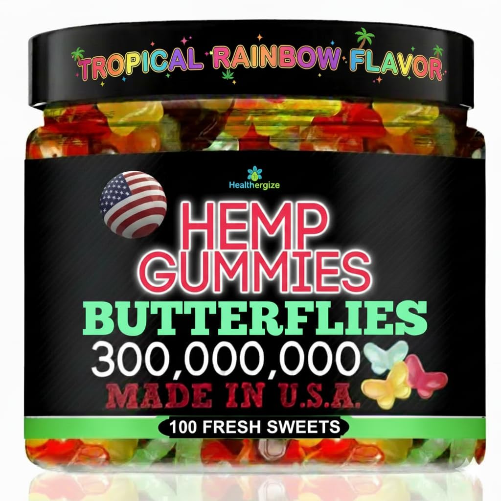 Hemp Gummies for Sleep Calm Night Peaceful Day Relaxation - Fruity Gummy Bear Edibles Candy-Made in USA -100 Butterfly Count