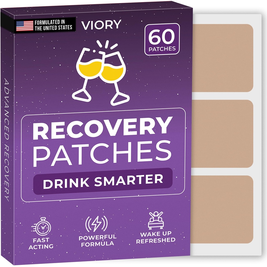 Recovery Patches 60 Pack - Wake Up Refreshed & Energized with Our 100% Natural Ingredients Patch for Party - Skin-Friendly & Waterproof - Apply Before Drinking - Enhanced Morning Formula