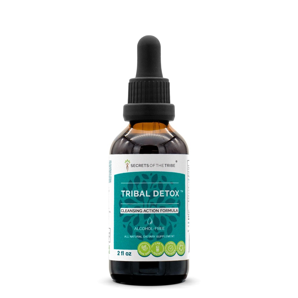 Tribal Detox Herbal Extract, Alcohol-Free Glycerite Tincture, Turmeric, Dandelion, Milk Thistle, Burdock, Cleavers, Cranberry, Goldenrod, Green Tea Cleansing Action Formula (2 FL OZ)