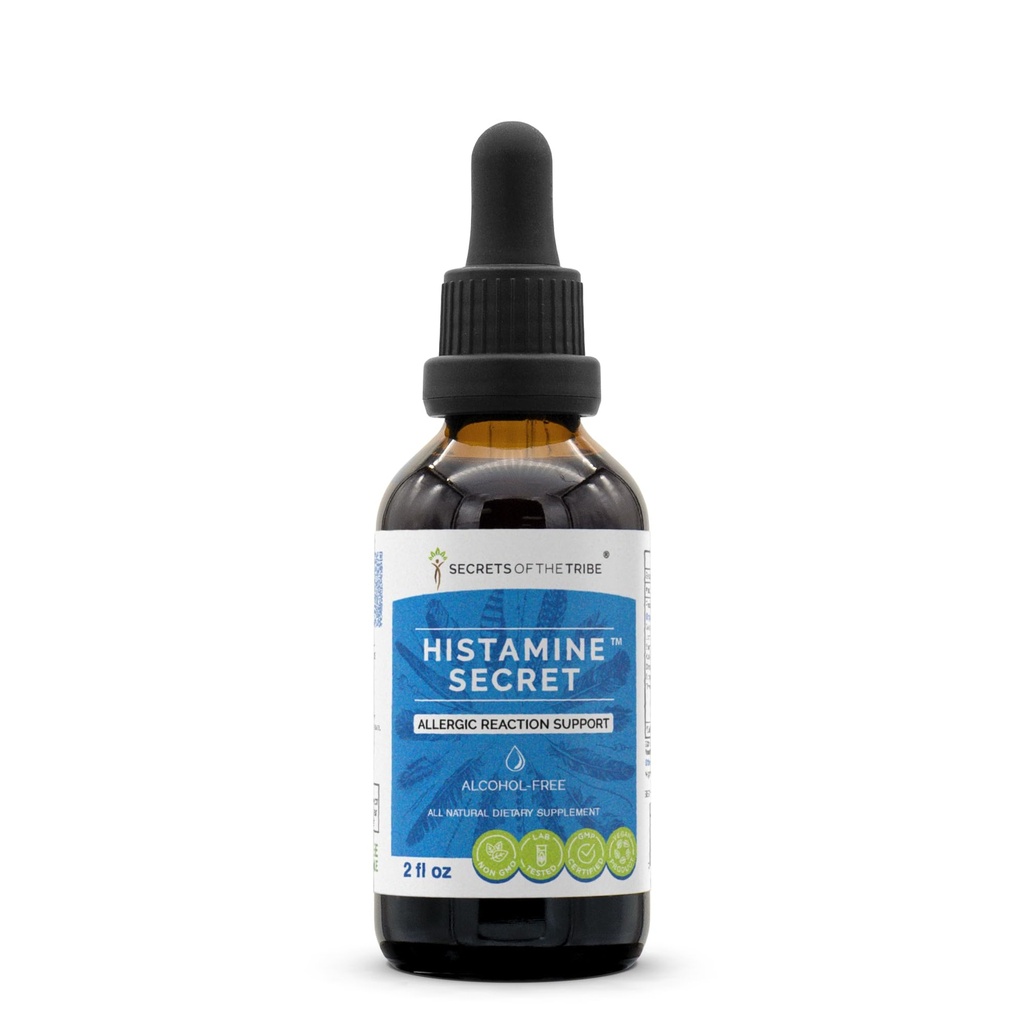 Secrets of the Tribe Histamine Secret Alcohol-Free Extract, High-Potency Herbal Drops, Tincture Made from Galangal, Licorice, Stinging Nettle, Watercress, Moringa, Stinging Nettle, Thyme 2 oz