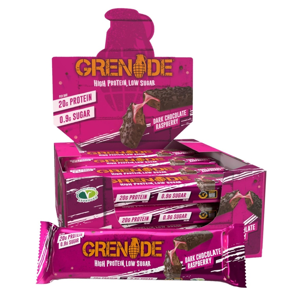 Grenade High Protein Bar - Dark Chocolate Raspberry, 12 x 60 g